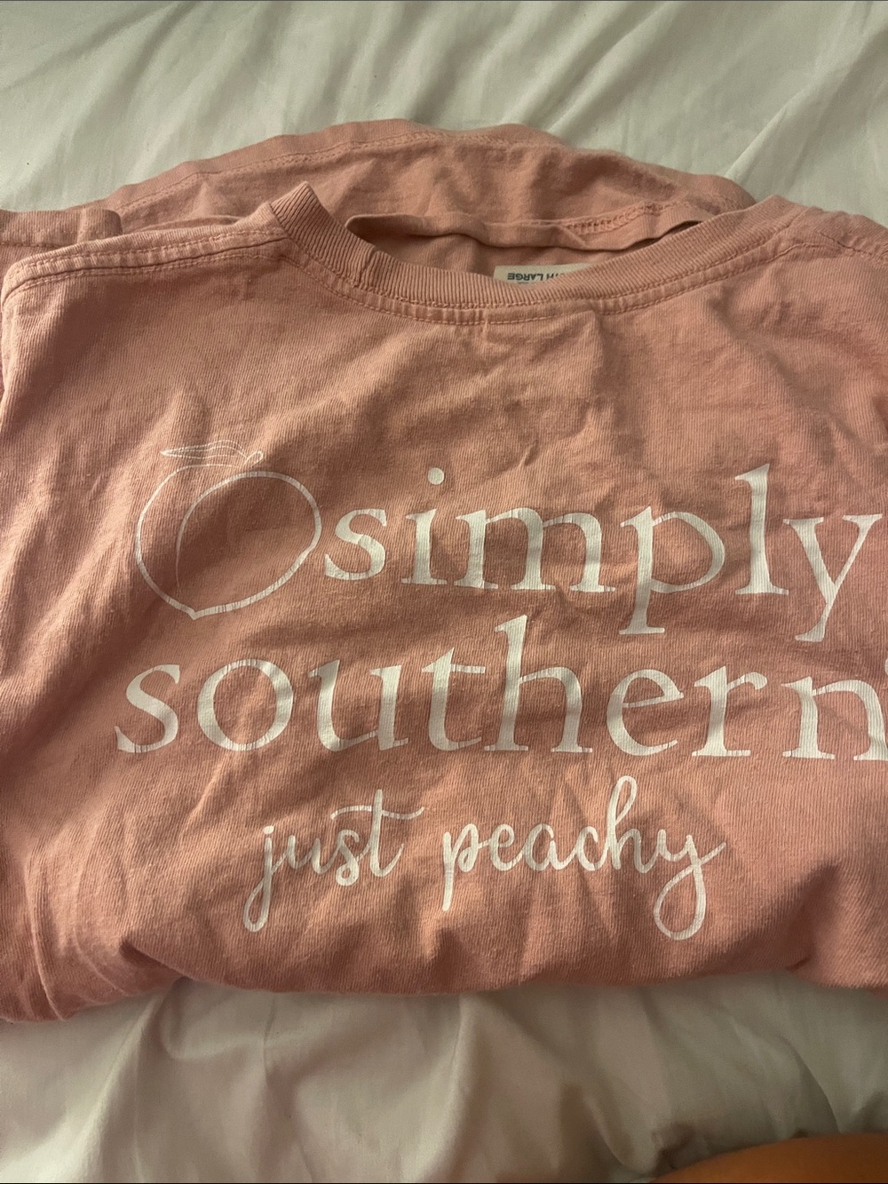 Simply Southern Peach Pink Graphic Tee with White Logo